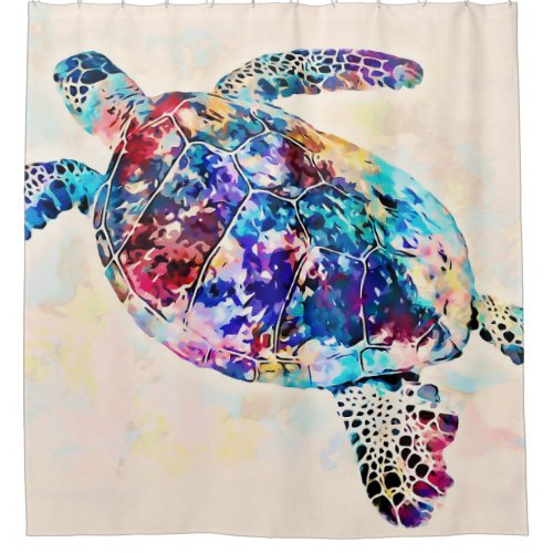 Hawaiian Sea Turtle Watercolor Shower Curtain