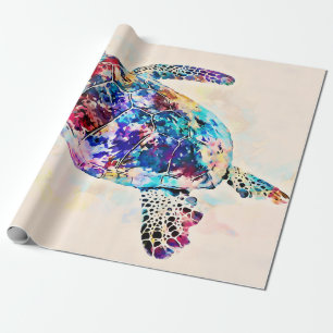 Hawaiian Sea Turtle Watercolor Wrapping Paper