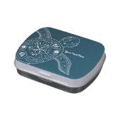 Hawaiian Sea Turtle White on Teal Beach Tropical Jelly Belly Candy Tin (Side)
