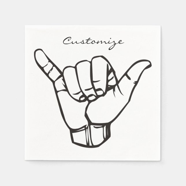 Hawaiian Shaka Brah Wave Thunder_Cove Napkins (Front)