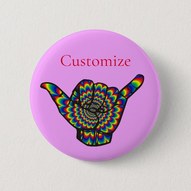 Hawaiian Shaka Psychedelic Thunder_Cove Button (Front)