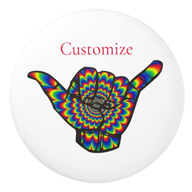 Hawaiian Shaka Psychedelic Thunder_Cove Ceramic Knob (Front)