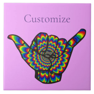 Hawaiian Shaka Psychedelic Thunder_Cove Ceramic Tile