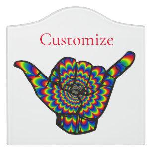 Hawaiian Shaka Psychedelic Thunder_Cove Door Sign