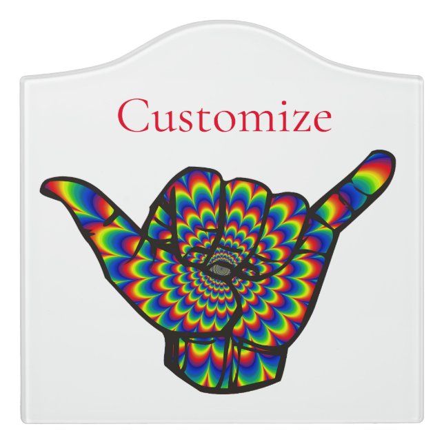 Hawaiian Shaka Psychedelic Thunder_Cove Door Sign (Large Crest Front)