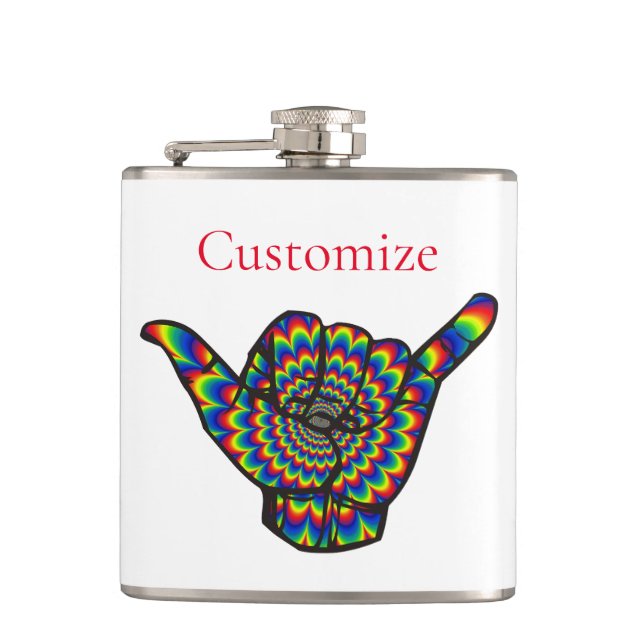Hawaiian Shaka Psychedelic Thunder_Cove Flask (Front)