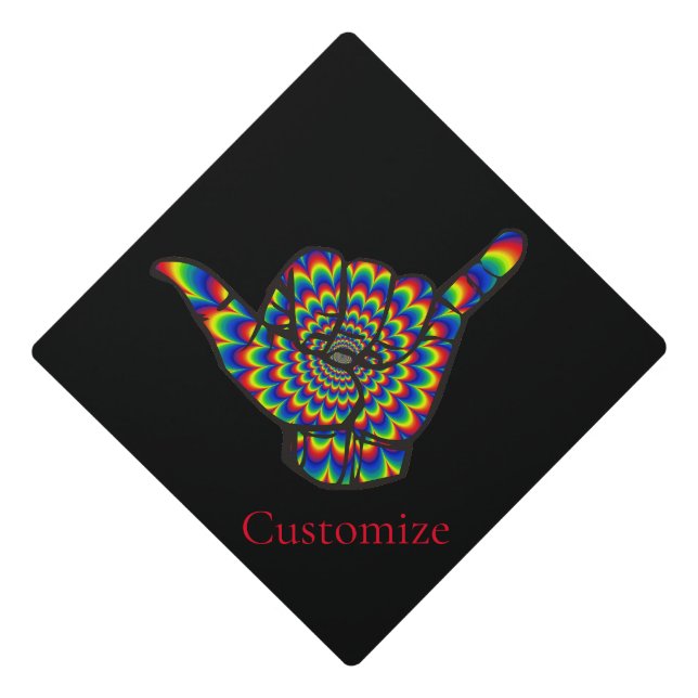 Hawaiian Shaka Psychedelic Thunder_Cove Graduation Cap Topper (Front)