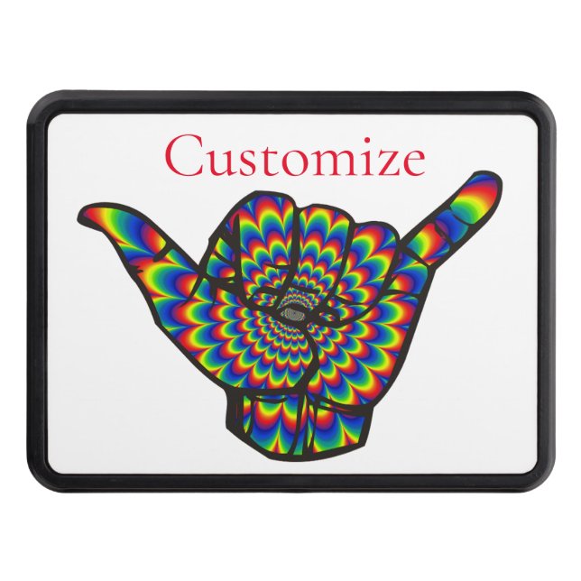 Hawaiian Shaka Psychedelic Thunder_Cove Hitch Cover (Front)