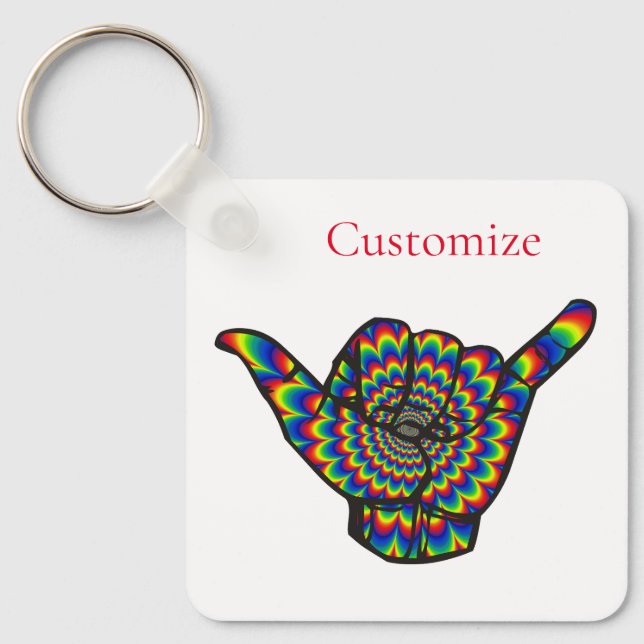 Hawaiian Shaka Psychedelic Thunder_Cove Keychain (Front)