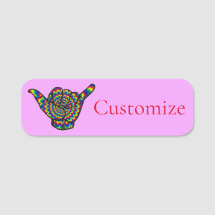 Hawaiian Shaka Psychedelic Thunder_Cove Name Tag
