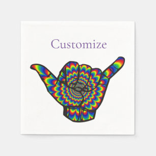 Hawaiian Shaka Psychedelic Thunder_Cove Napkins