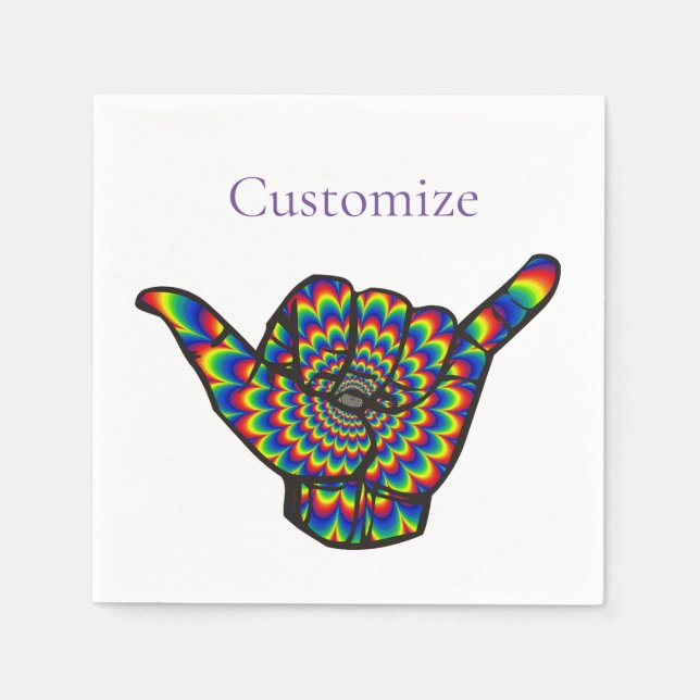 Hawaiian Shaka Psychedelic Thunder_Cove Napkins (Front)