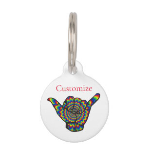 Hawaiian Shaka Psychedelic Thunder_Cove Pet ID Tag