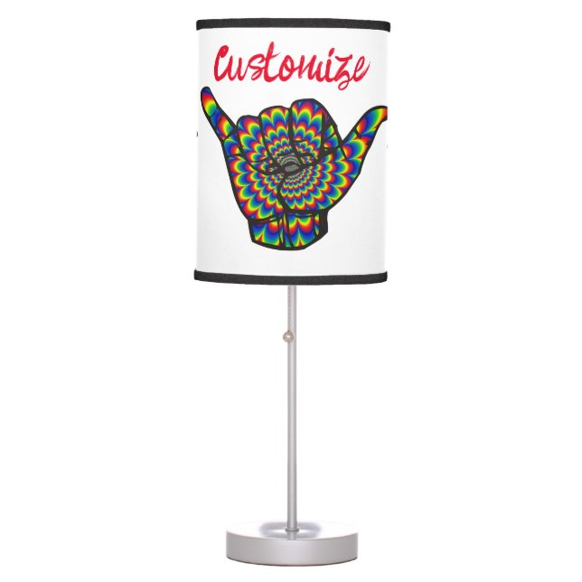 Hawaiian Shaka Psychedelic Thunder_Cove Table Lamp (Front)