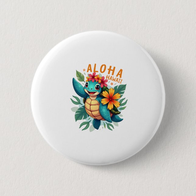 Hawaiian-Shirt Aloha Hawaii Sea Turtle Girl Women  Button (Front)