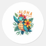 Hawaiian-Shirt Aloha Hawaii Sea Turtle Girl Women  Classic Round Sticker