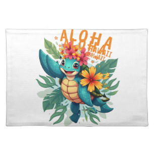 Hawaiian-Shirt Aloha Hawaii Sea Turtle Girl Women Cloth Placemat