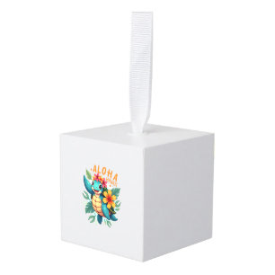 Hawaiian-Shirt Aloha Hawaii Sea Turtle Girl Women Cube Ornament