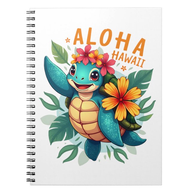 Hawaiian-Shirt Aloha Hawaii Sea Turtle Girl Women  Notebook (Front)