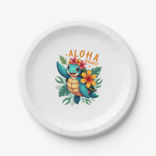 Hawaiian-Shirt Aloha Hawaii Sea Turtle Girl Women  Paper Plates