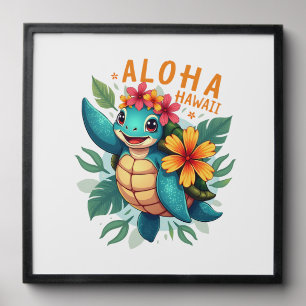 Hawaiian-Shirt Aloha Hawaii Sea Turtle Girl Women Peel And Stick Photo Tile