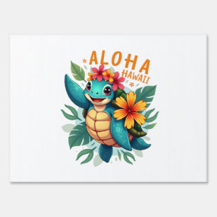 Hawaiian-Shirt Aloha Hawaii Sea Turtle Girl Women Sign