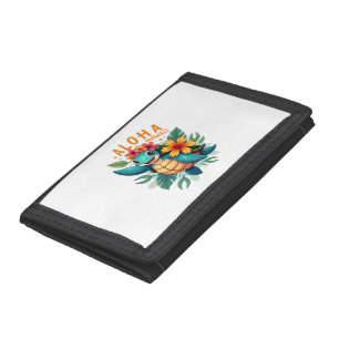 Hawaiian-Shirt Aloha Hawaii Sea Turtle Girl Women Tri-fold Wallet