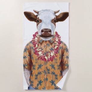 Hawaiian Shirt Cow Beach Towel