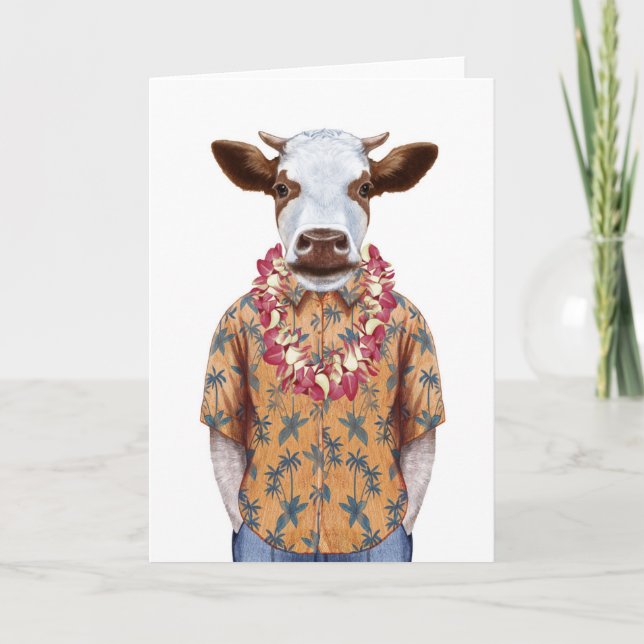 Hawaiian Shirt Cow Card (Front)