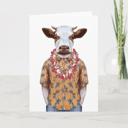 Hawaiian Shirt Cow Card