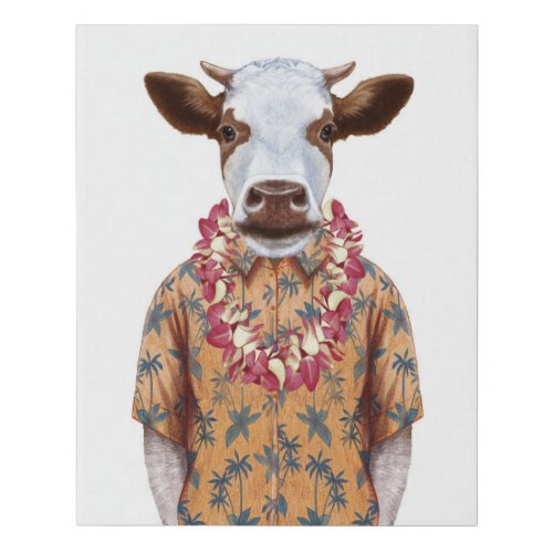 Hawaiian Shirt Cow Faux Canvas Print