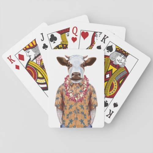 Hawaiian Shirt Cow Playing Cards