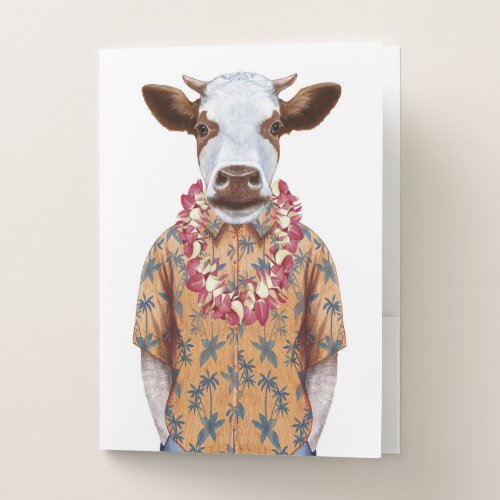 Hawaiian Shirt Cow Pocket Folder