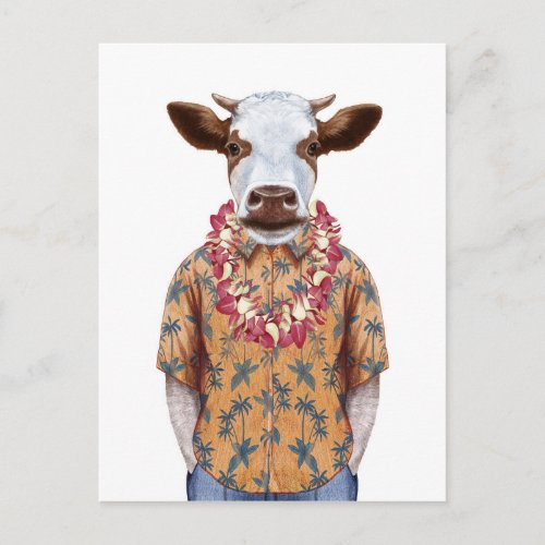 Hawaiian Shirt Cow Postcard