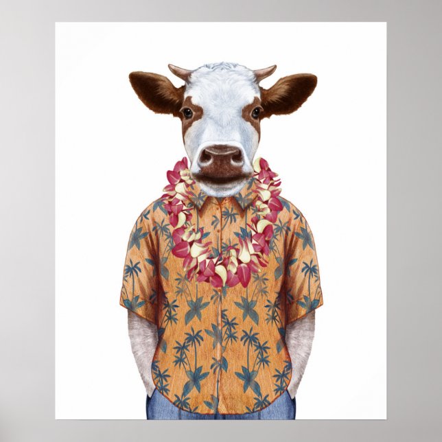 Hawaiian Shirt Cow Poster (Front)
