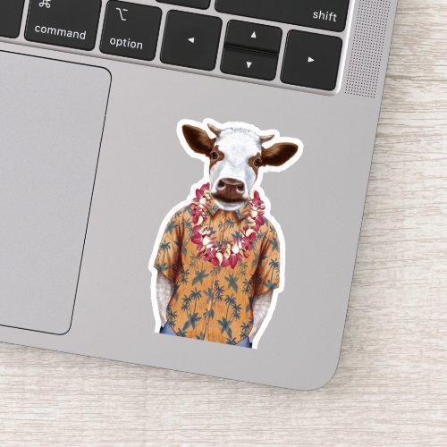 Hawaiian Shirt Cow Sticker