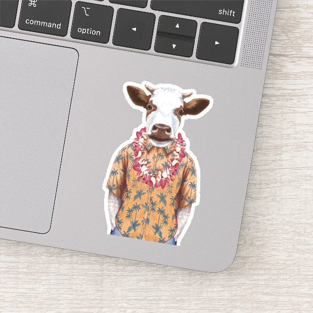 Hawaiian Shirt Cow Sticker (Detail)