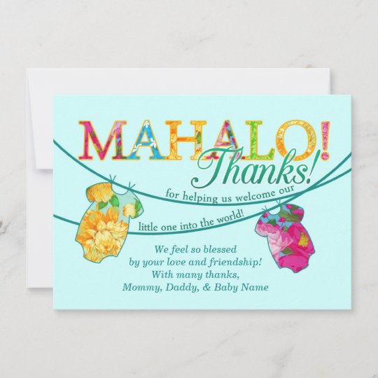 Hawaiian Shirt Onsie Luau Mahalo Thank You Card
