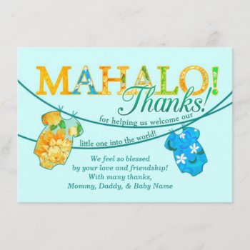 Hawaiian Shirt Onsie Luau Mahalo Thank You Card by SweetPeaCards at Zazzle