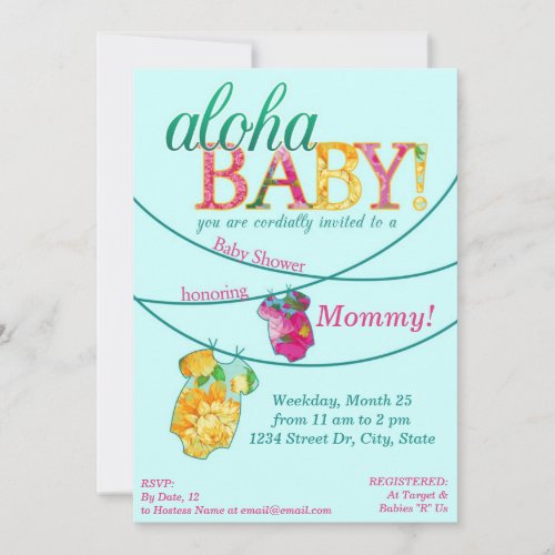 Hawaiian Shirt Onsie Luau Shower Invitation