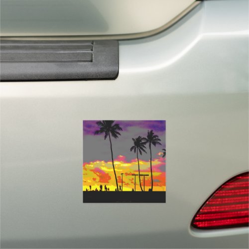 Hawaiian Silhouettes Enhanced Square Car Magnet