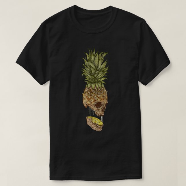 Hawaiian Skull Pineapple Aloha Beach Hawaii Summer T-Shirt (Design Front)