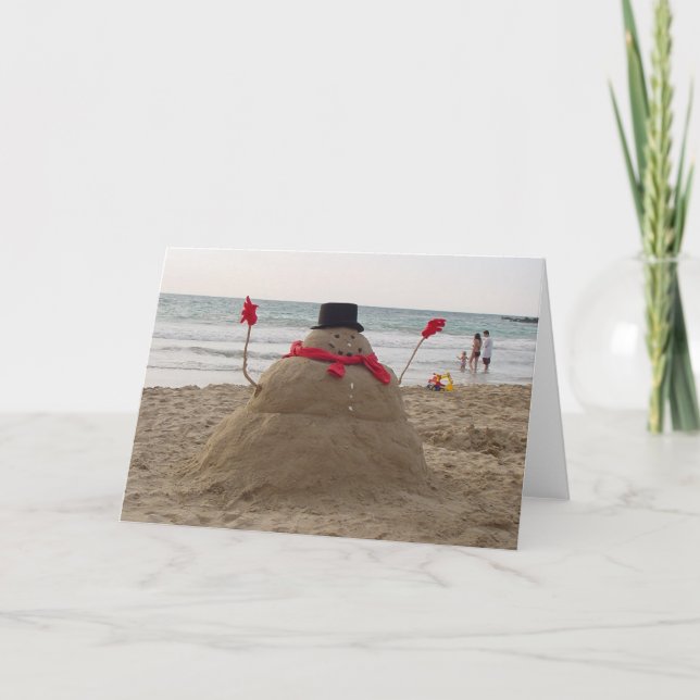 Hawaiian Snowman Holiday Card (Front)