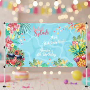 Hawaiian splish splash summer pool birthday bash banner