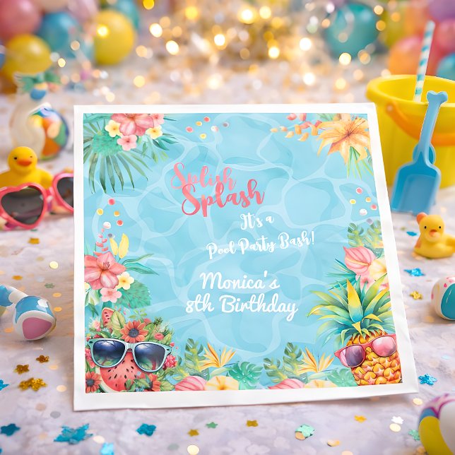 Hawaiian splish splash summer pool birthday bash napkins (Creator Uploaded)