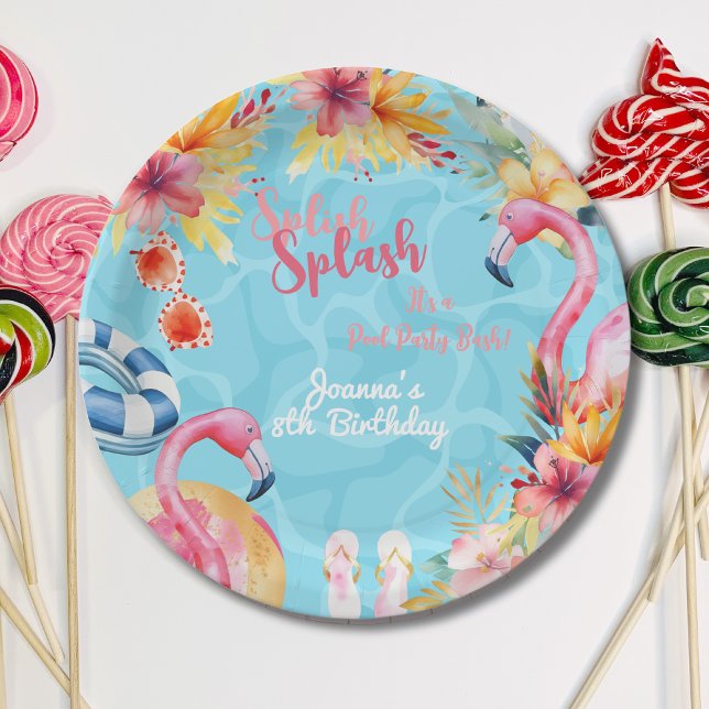 Hawaiian splish splash summerhot pool birthday  paper plates (Creator Uploaded)