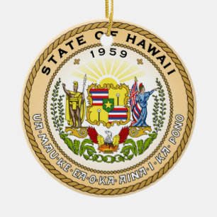 Hawaiian State Seal Ceramic Ornament