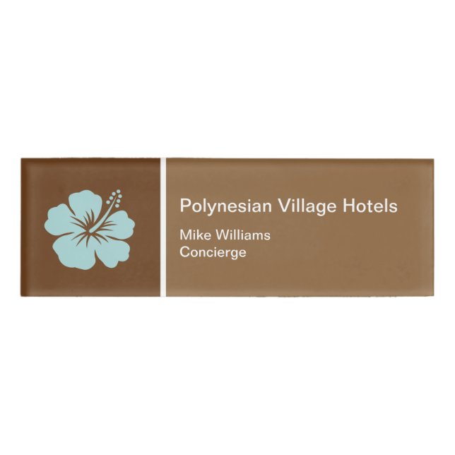 Hawaiian Style Concierge Employee Name Tag (Front)