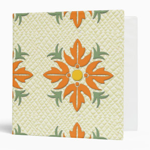 Hawaiian Style Flower Quilt Orange & Yellow 3 Ring Binder