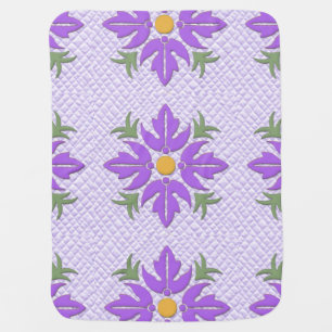Hawaiian Style Flower Quilt Purple Swaddle Blanket